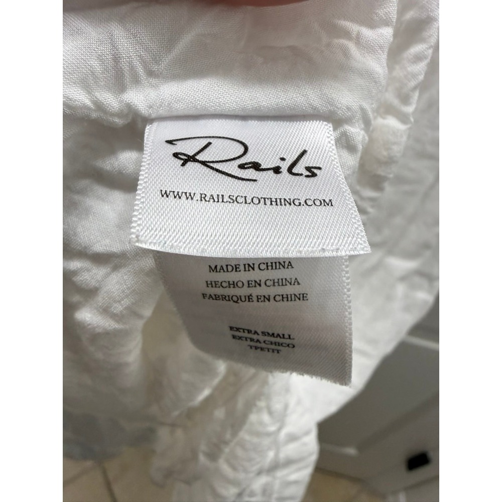 Rails Ashlyn White Linen Blend Smocked Midi Dress XS Boho Cottagecore - Picture 10 of 11